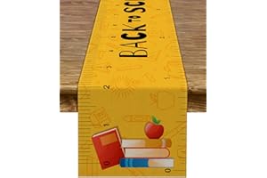 Pudodo Back to School Table Runner Ruler First Day of School Kids Students Classroom Party Dining Room Home Decoration (13" x 72")