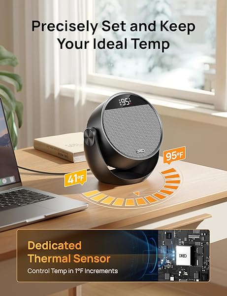 DREO SPACE HEATER 1500W, 60° ADJUSTABLE TILT, 10.5FT/S PORTABLE ELECTRIC HEATERS FOR INDOOR USE WITH THERMOSTAT, 8 SAFETY PROTECTIONS, 3 MODES, REMOTE, QUIET DESK HEATER FOR BEDROOM, OFFICE, BLACK
