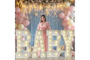 BUGAME Marquee Letters for Baby Shower Decorations,4FT Baby Letters for Baby Shower, Light up Letters Gender Reveal Decorations