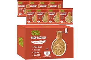 VOLO VERO High Protein (30g) Ramen Noodles Plain, 8 Pack Plant-Based Vegan Noodle | Sugar-Free, Low Fat, Non-Fried, Non-GMO, Egg & Dairy Free | Ready to Eat, Healthy Asian Meal Alternative