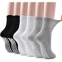 DECOVICI Lot De 2 Ou 4 Paires De Chaussettes De Yoga Antidérapantes Pour Femme Avec Coussin épais, 01 Noir + Blanc + Gris Foncé + Gris Clair