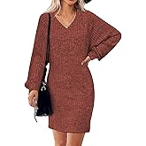 Grace's Secret Womens Ribbed Knit Sweater Dress Long Sleeve Casual Fall Winter Dresses 2025