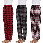 Pajama Bottoms for Women - 3 Pack Cotton Blend Flannel Plaid Lounge Pants, Comfortable PJ Pants