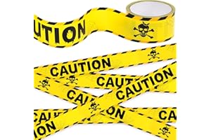 DISHIO Halloween Decoration Caution Tape, 1.9inx90ft Warning Caution Tapes Roll Hazard Warning Tape, Indoor Outdoor Halloween Decor, Yellow Warning Tape with Skeleton Design for Halloween Decorations