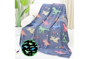 AISDE Dinosaur Gifts Toys for Boys Kids Glow in The Dark Dinosaur Blanket for Toddler 1 2 3 4 5 6 7 8 9 10 Year Old Dino Blanket for Dinosaur Room Decor Birthday Christmas Valentines Presents