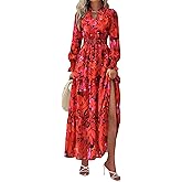 PRETTYGARDEN Women's Floral Maxi Dress 2026 Fall Long Sleeve V Neck A Line Long Flowy Spring Party Boho Dresses
