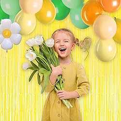 Yellow Streamers Party Backdrop - GREATRIL Foil