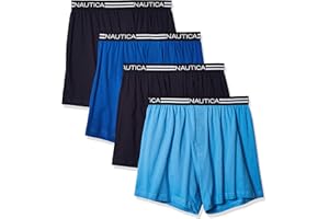 Nautica mens 4 Pack Classic Cotton Loose Knit Boxers