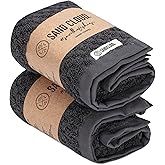 Sand Cloud Turkish Bath Towels for Bathroom, Set of 2 (Atom Charcoal, Large) - Luxury Soft Linen Turkish Organic Cotton is Luxurious & Absorbent - Premium Shower & Bathroom Towels Dry Faster