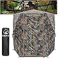 Kalkal Hunting Blind with Full Open Door, 2-3 Person 300° See Through Hunting Blind with Portable Bag, Stable 6-Sided Pop Up Ground Blind for Deer Turkey Bear Hunting