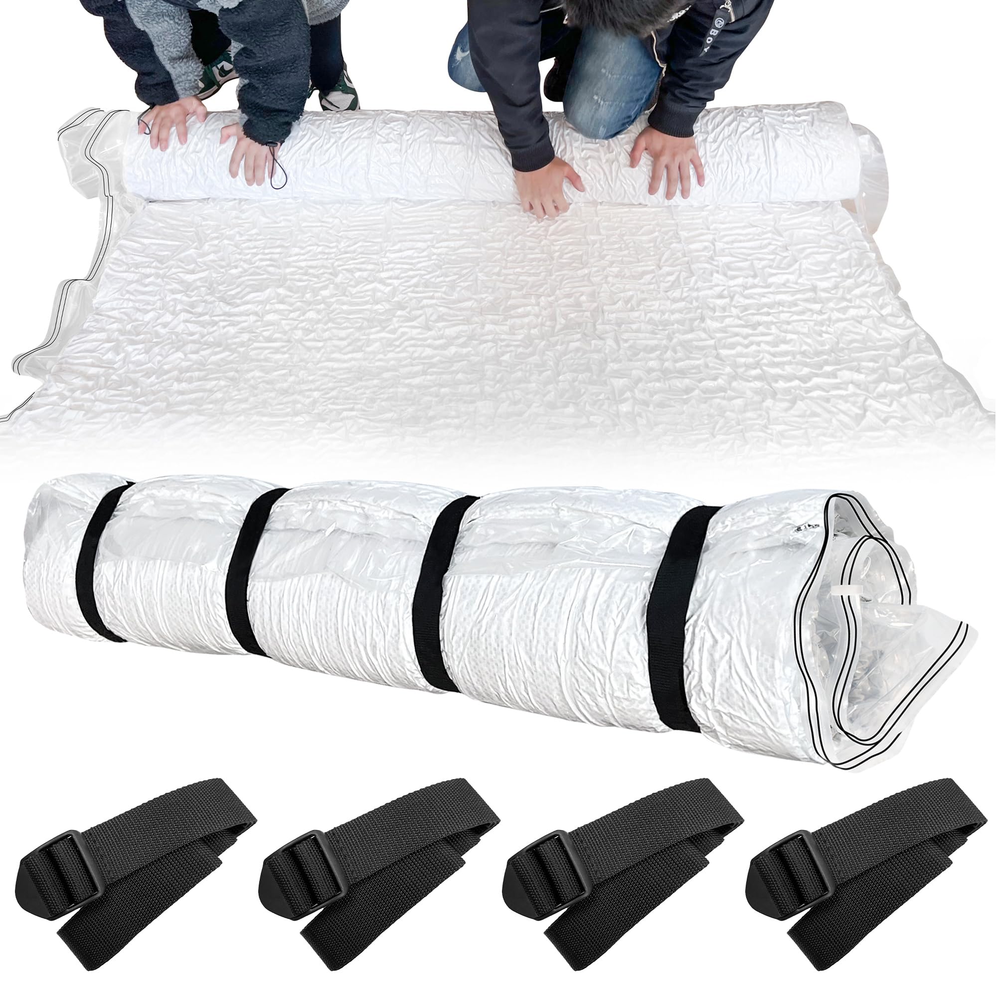 Mattress Vacuum Bag for Memory Foam Mattress, Latex Mattress Vacuum Seal Bag with Straps, Moving, Storage and Shipping (King/Double/4ft Small Double)