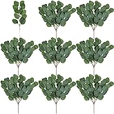 WILLBOND 40 Pieces Artificial Eucalyptus Leaves Stems Fake Silver Dollar Eucalyptus Stems Greenery for Centerpiece Wedding Bridal Bouquets Flower Arrangements Home Decor