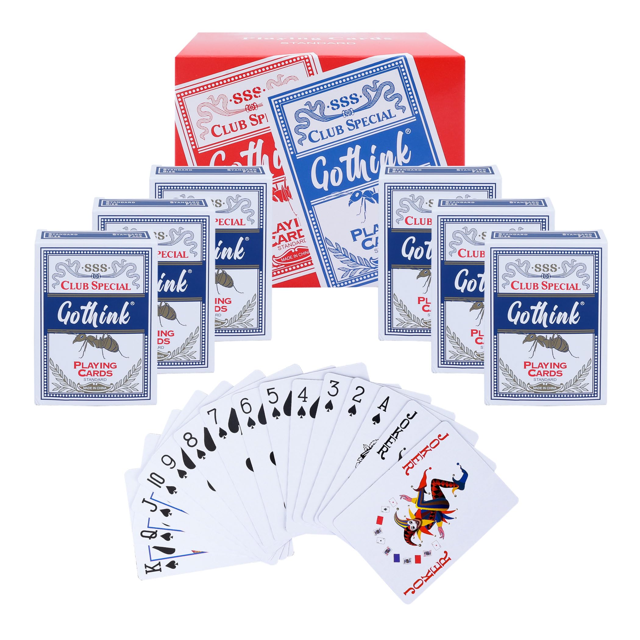 GOTHINK 6 Pack Blue Playing Cards - Casino Grade, Poker Size with Standard Index, Ideal for Texas Hold'em, Blackjack, Euchre & Canasta — image 1