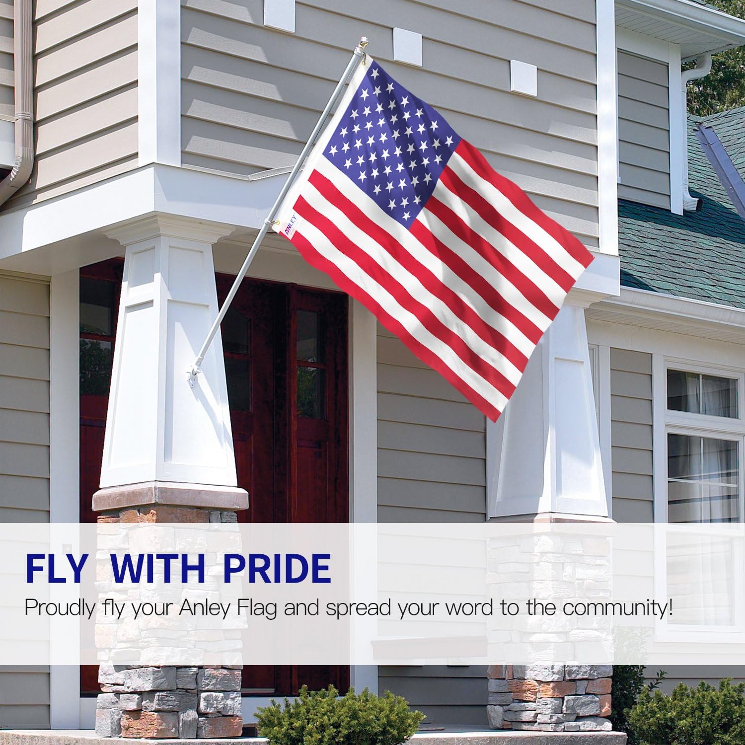 Anley Fly Breeze 3x5 Foot American US Flag - Vivid Color and UV Fade Resistant - Canvas Header and Double Stitched - USA Flags Polyester with Brass Grommets 3 X 5 Ft : Garden & Outdoor