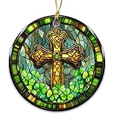 Irish Ornament 2025, Celtic Cross Ornament with Shamrocks – Irish Faith Home Décor, Easter Gift, Catholic Keepsake Symbol of Faith & Blessings