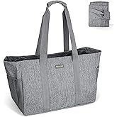 BALEINE Soft 9 Gallon Extra Large Utility Tote, Foldable Reusable Storage Bag (Winter Gray)