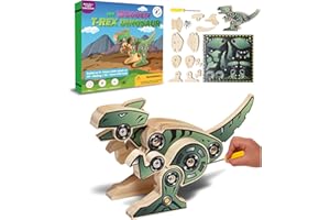 Little Jupiter DIY Wooden Kit with Stickers - Dinosaur Toys for Kids for 7-12 Yrs - Dinosaur Toy Woodworking Kits for Kids - Wood Crafts for Kids - Kids Building Kit - Wooden Crafts for Kids (T-Rex)