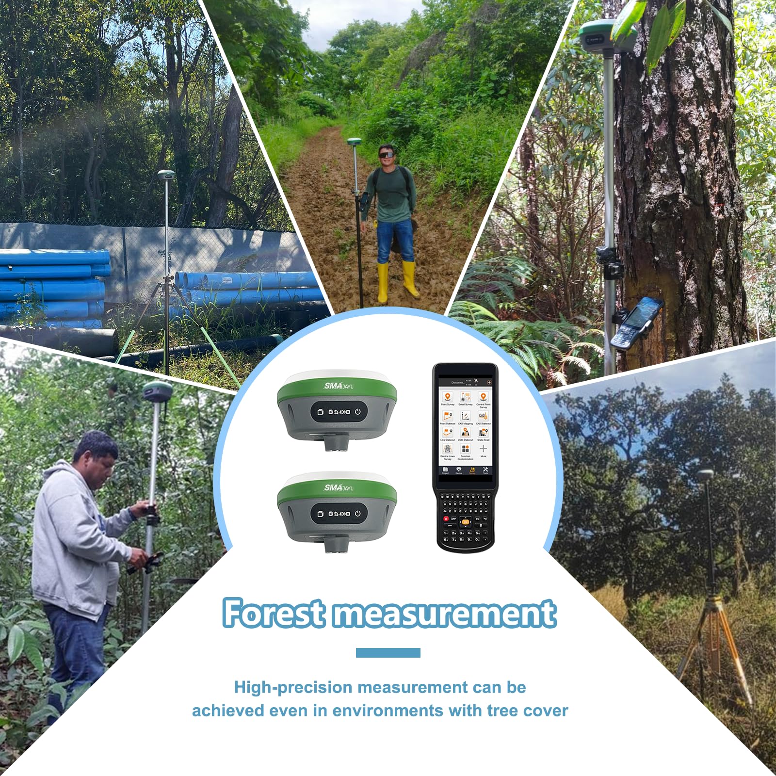 Surveying Equipment, NOAA Certificated SMA26 GNSS IMU RTK GPS Rover Base Handheld Collector with Survey Software, Max10km and 0.5cm Accuracy,32G Storage (Exclude Tripod&Pole)