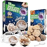 XXTOYS Break Open 10 Premium Geodes – Includes Goggles, Detailed Learning Guide & 2 Display Stands - Great Stem Science Gift 