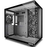 MUSETEX Y6 PC Case, Pre-Installed 4 Non-LED Fans, ATX Mid Tower Case, Computer Case with Type-C, 270&deg; Full View Tempered Glass, Black