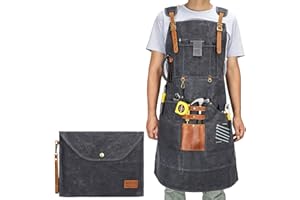Woodworking Shop Apron,Heavy Waxed Canvas Work Aprons for Men,Adjustable M to XL