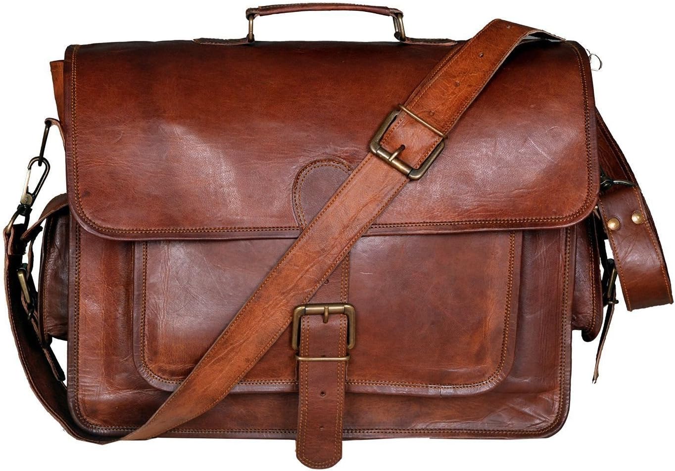 Shopping Bazar 18 Inch Vintage Handmade Leather Messenger Bag for Laptop Briefcase Satchel Bag 18X13X6 Inches Brown