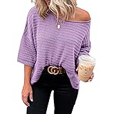 Dokotoo Women's Casual 3/4 Sleeve Loose Tunic Tops Lightweight Knit Spring Summer Sweater Blouses