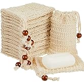 Cunhill 80 Pack Soap Saver Bag Exfoliating Soap Pouch with Drawstring Bar Wooden Bead Foaming and Drying Exfoliating Net for Bath and Shower (3.5x5.5 Inch)
