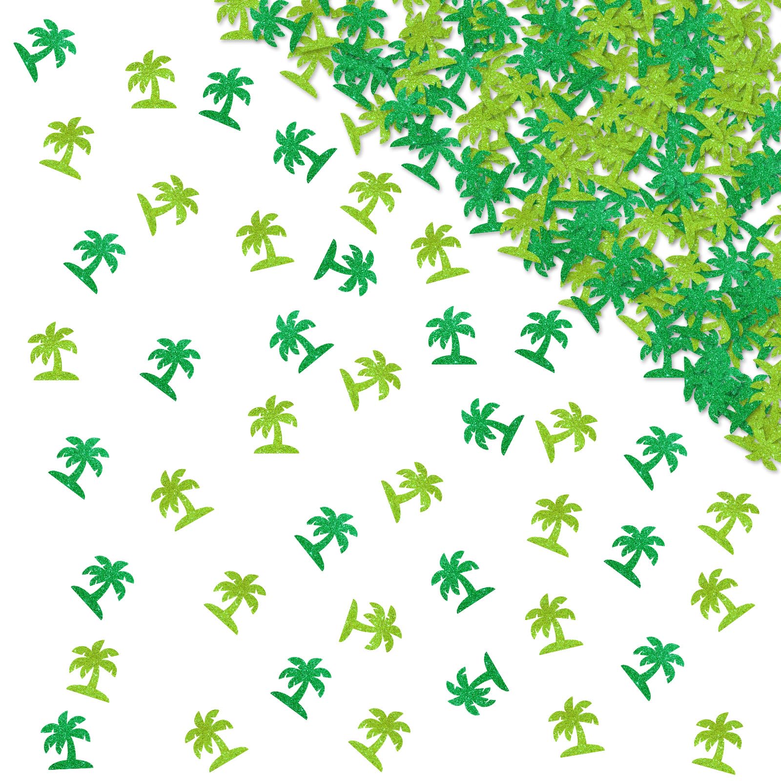 Photo 1 of 120pcs Palm Tree Confetti, Tropical Themed Table Confetti, Green Glitter Coconut Tree Table Scatter, Summer Hawaiian Themed Birthday/Baby Shower Party Decoration