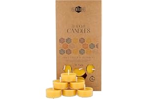 Danilovo Pure Beeswax Tealight Candles w/Cotton Wicks - Pack of 36 4-Hour Burning Time Votive Candles Crafted by Recycled Pla