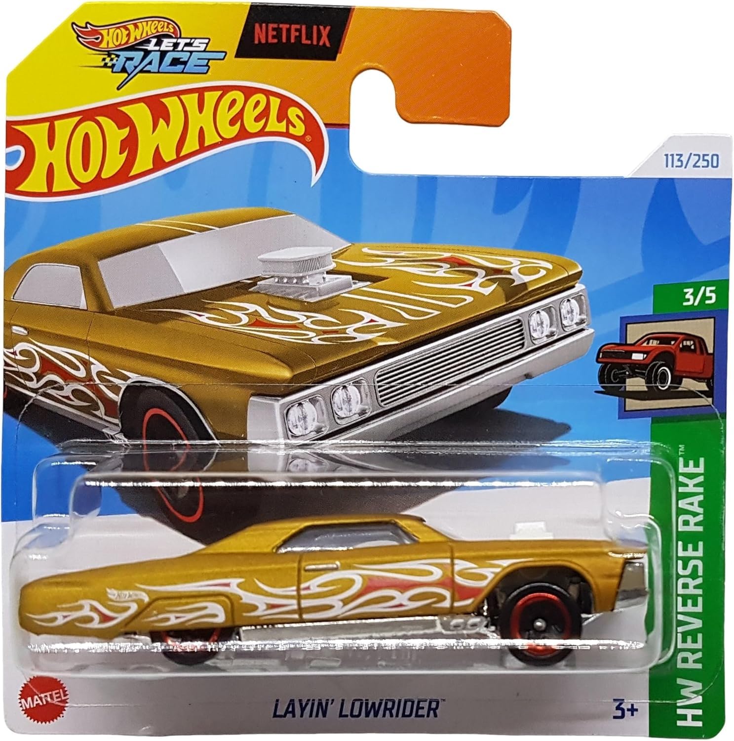 Hot Wheels - Layin´ Lowrider - HW Reverse Rake 3/5 - HTD39 - Short Card - Netflix Let's Race - Mattel 2024-1:64