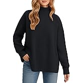 YUCOLEN Women's Oversized Sweaters Turtleneck 2026 Fall Outfits Trendy Drop Shoulder Knit Side Slit Pullover Sweater Tops