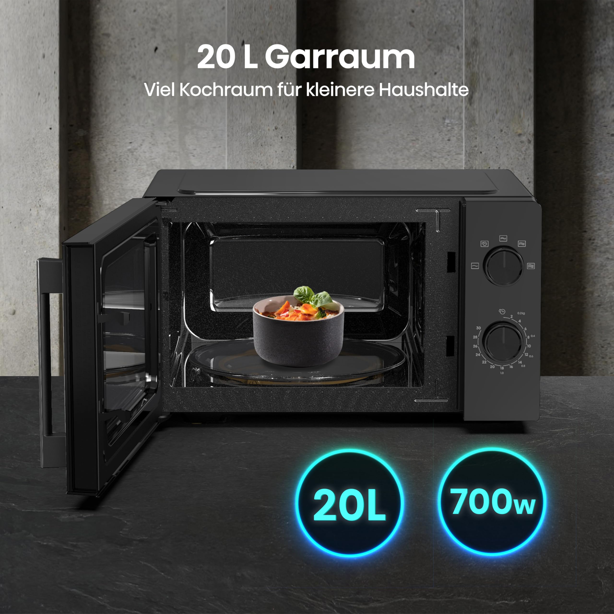 Hisense H20MOBP1HI Mikrowelle /20 L /700W /InverterTech/Keramikbeschichtung/Premium Glas/Maßgeschneidert, Mehrphasiges Kochen/Auftaufunktion/5 Leistungsstufen/Kindersicherung/Schwarz 4