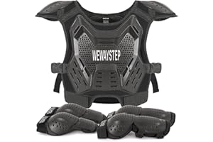WEWAYSTEP Kids Dirt Bike Gear Motorcycle Armor, Chest Protector Motocross Motorcycle Protective Gear Motorcycle Body Armor Vest with Elbow Knee Protector Pads Suit