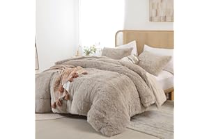 Smoofy Faux Fur Plush Queen Comforter Set, Fluffy Fuzzy Plush Comforter Queen Size, Cute Soft Shaggy Velvet Double-Sided Bedding Set, 3Pcs - 1 Comforter(90"x90") & 2 Pillowcases(20"x26")