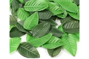 HOKPA 200Pcs Mixed Green Leaves, Artificial Rose Leaves 2 Colors Fake Faux Leaf for Crafts Scrapbooking Floral Arrangements Home Kitchen Wedding Garland Decoration