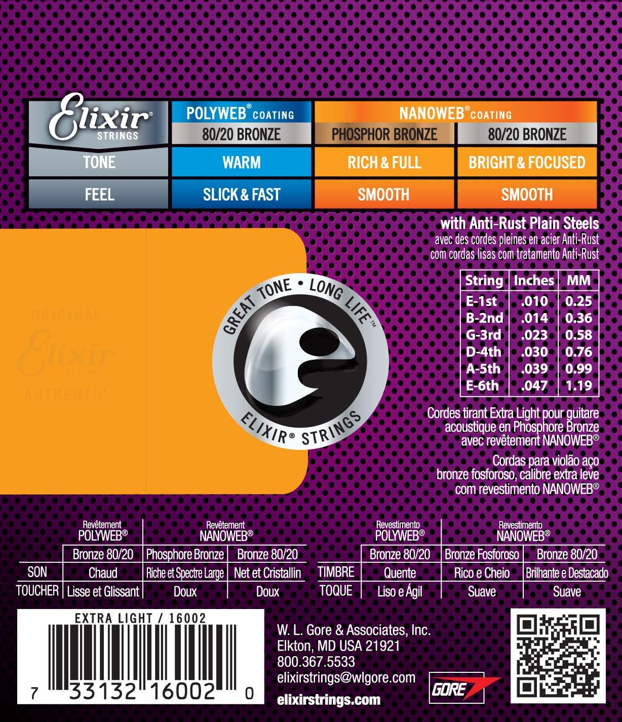 Elixir Strings Phosphor Bronze Acoustic Guitar Strings w NANOWEB Coating, Extra Light (.010-.047), 92/8 Phosphor Bronze - Image 3
