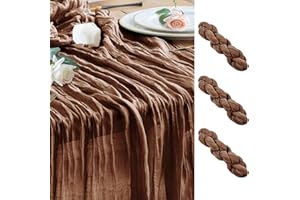 Wokceer Cheesecloth Table Runner 3Pack 10FT Brown Boho Gauze Fall Thanksgiving Cheese Cloth Table Runner for Party Long Rustic Sheer Table Runners for Baby Bridal Shower Wedding Easter Table Decor