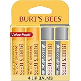 Burt's Bees Lip Balm Beeswax and Ultra Conditioning Lip Balm Pack, Hydrating Lip Moisturizer with Kokum and Shea Butter, Natural Origin Lip Care, 4 Tubes, 0.15oz.