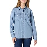 Amazon Essentials Women's Relaxed-Fit Denim Chambray Button-Down Long-Sleeve Shirt