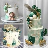 Astaron 32 Pcs Ball Cake Toppers Green Gold Foam Ball Decorations 2cm-4cm view 4