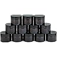 Vivaplex, 12, Amber, 1 oz, Round Glass Jars, with Inner Liners and black Lids