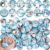 Liliful Winter Stress Balls Bulk Holiday Party Favor Gifts 12 Cute Patterns Snowman Penguin Polar Bear Sensory Anxiety Relief Bag Fillers Stocking Stuffers