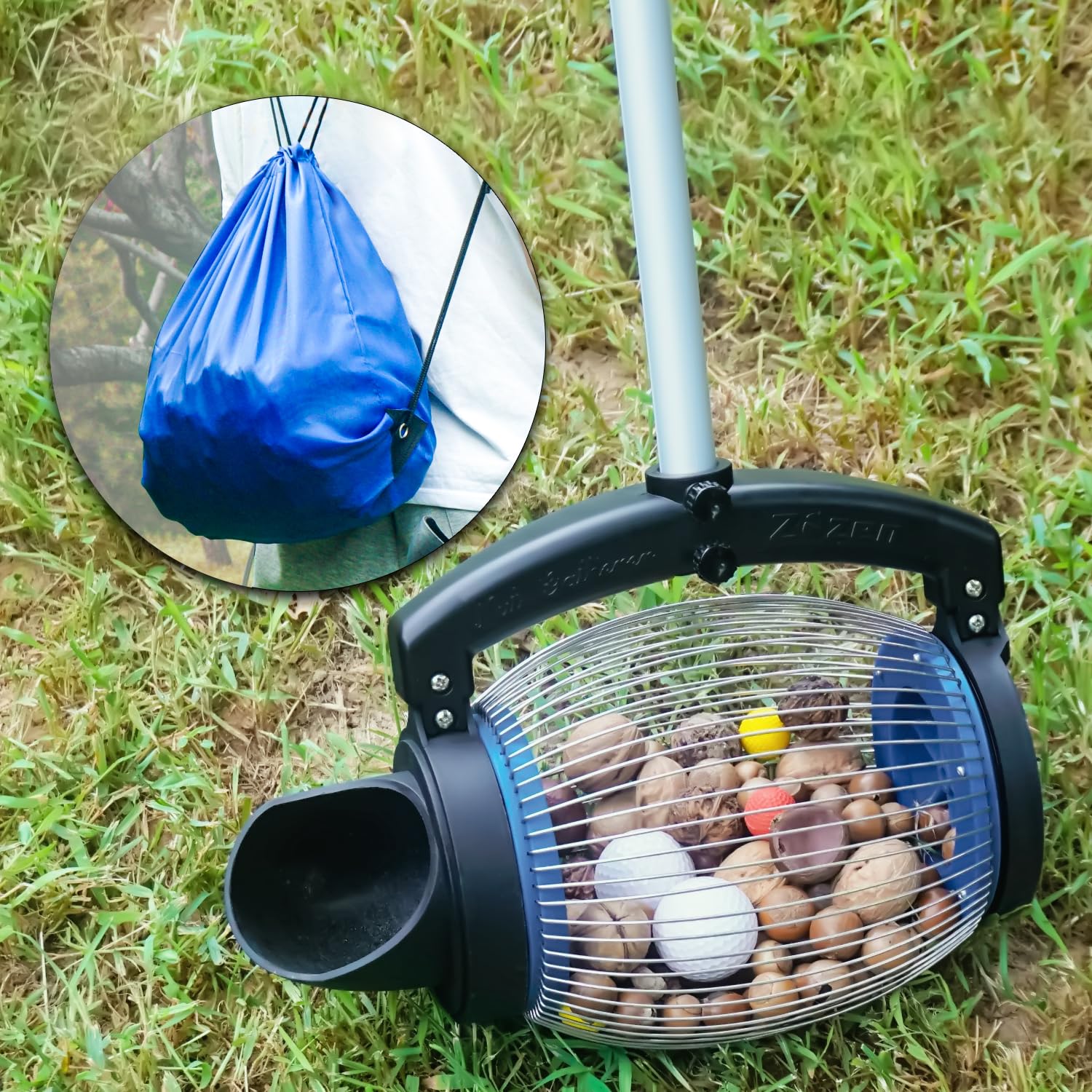 Zozen Nut Gatherer, Acorn Picker Upper, Pecan Picker Upper - Directly Dump Outlet, Apply to Acorn, Pecan, Buckeyes, Hickory Nuts, Nerf Balls, Golf Balls, Objects Size 3/8'' to 1''; 1 Gallon