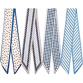 QIUTIMIY 4 Pack Purse Scarf Handbags Skinny Twill Hair Scarves Narrow Neck Scarf Band Women Fashion Accessories Bag Charms
