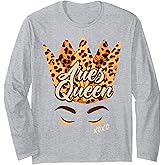 Aries Queen Zodiac Sign Constellation Leopard Birthday Long Sleeve T-Shirt