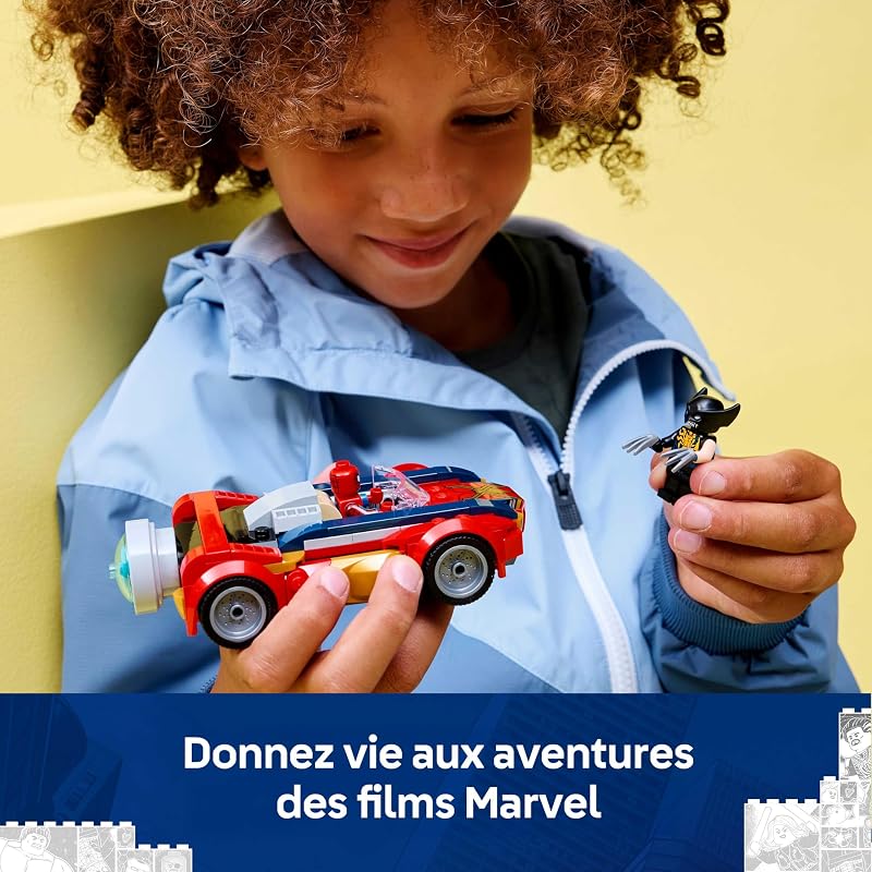 ǀ Marvel Spider-Man et sa Voiture Contre Wolverine Vénomisé - Jouet de Super-Héros avec Maquette de Voiture, 2 Minifigurines & 2 Fusils à Ressort - Cadeau pour Garçon dès 7 Ans & Fans 76336