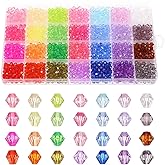 PATIKIL 6mm Bicone Crystal Beads, 1120 Pcs Acrylic Faceted Bicone Beads Loose Spacer Bead for Jewelry Making Bracelet Necklace Earrings Wind Chimes Craft, 28 Colors