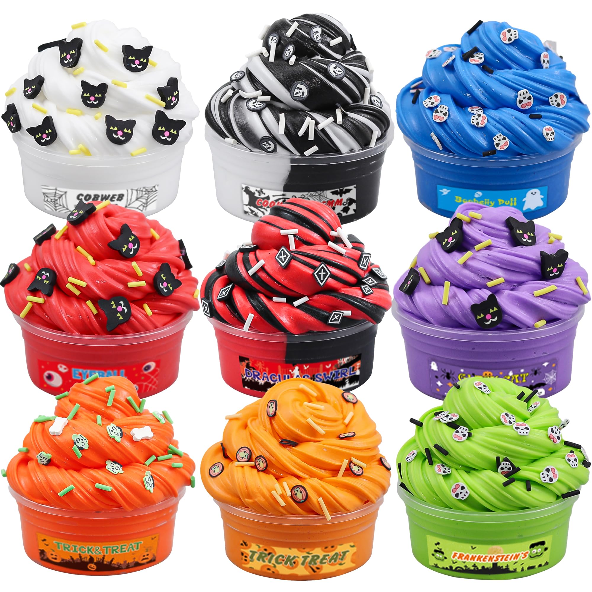 Funewest 9 Pack Slime Kit for Kids, Cloud Butter & Clear Slime,Toys for Girls Boys Ages 6-12, Party Favours, Goodie Bag Fillers, Cute Birthday Gift Ideas