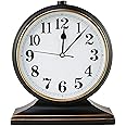 Beesealy Silent Desk Clock - European Style Retro Clock with 10 Inch Dial, Easy to Read for Living Room or Bedroom